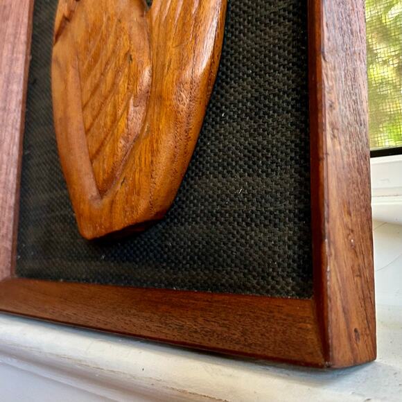 Vintage Hand-Carved Teak Woman Praying Buddha Wall Art, Prayer Pose Relief Panel - Picture 8 of 15